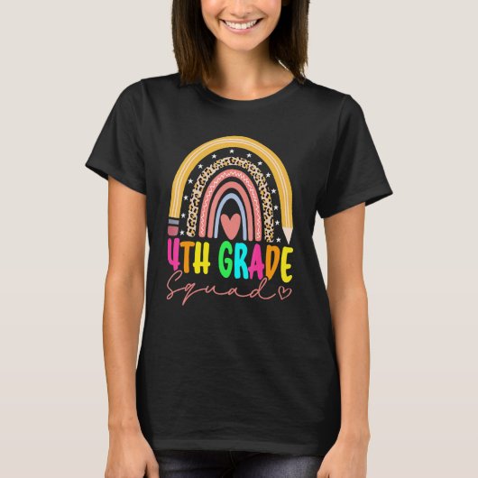Back To School Rainbow 4th Fourth Grade Squad For  T-Shirt (Vorderseite)