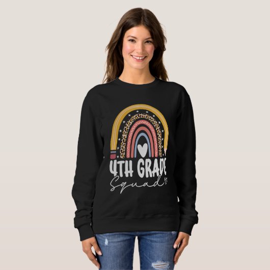 Back To School Rainbow 4th Fourth Grade Squad Teac Sweatshirt (Vorne ganz)