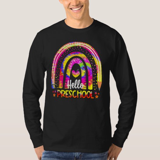 Back To School Rainbow Boho Tie Dye Teacher Hello T-Shirt (Vorderseite)