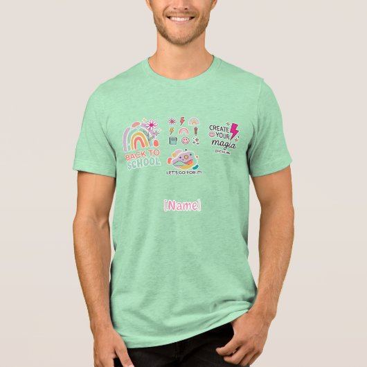 Back to School Rainbow / Regreso Arcoíris Escolar Tri-Blend Shirt (Vorderseite)