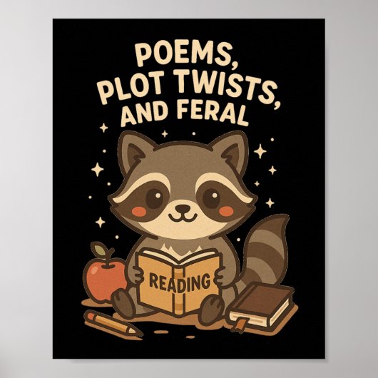 Back To School Reading Teacher Raccoon Poem Plot T Poster (Vorne)