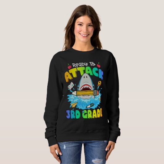 Back To School Ready To Attack 3rd Grade Shark Boy Sweatshirt (Vorne ganz)