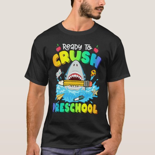 Back To School Ready To Crush Preschool Shark Boy T-Shirt (Vorderseite)