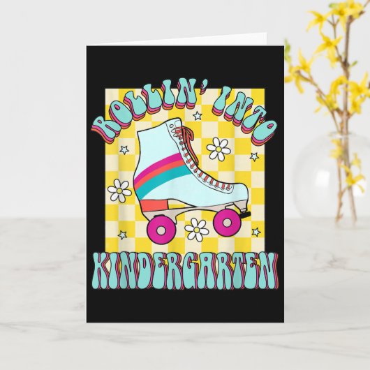 Back To School Rolling Into The Kindergarten Groov Karte (Gelbe Blume)