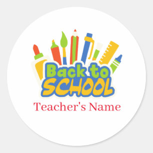 Back to School Runder Aufkleber