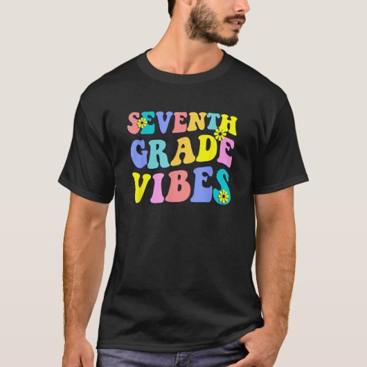 Back To School Seventh Grade Vibes Student Teacher T-Shirt (Vorderseite)