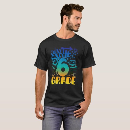 Back To School Sixth 6th Grade Teacher Boys Graffi T-Shirt (Vorne ganz)
