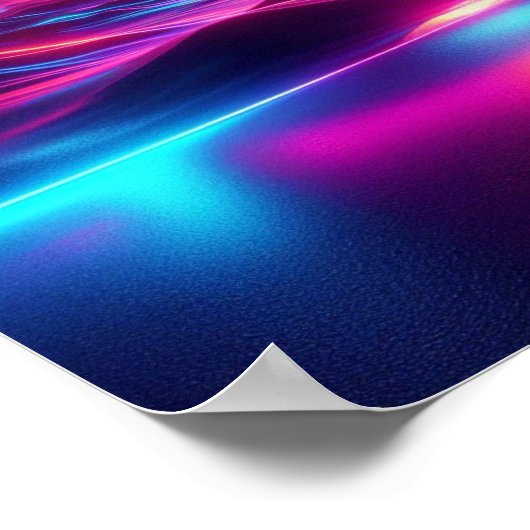 Back to School Surreal Neon Horizon Lights Poster (Ecke)