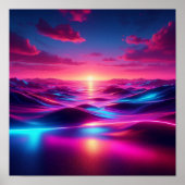 Back to School Surreal Neon Horizon Lights Poster (Vorne)