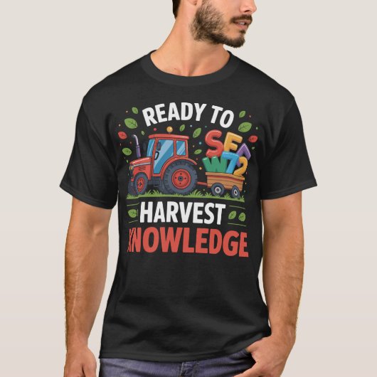 Back to School Teacher Farmer Tractor 100th Day T-Shirt (Vorderseite)