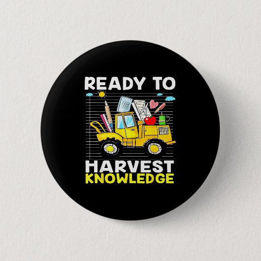 Back To School Teacher Farming Tractor Farmer Kids Button (Vorderseite)