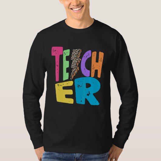 Back To School Teacher Leopard Thunder Motivationa T-Shirt (Vorderseite)