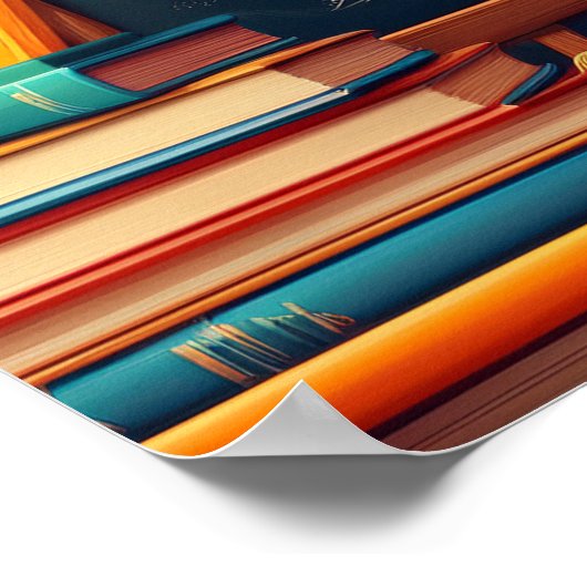 Back to School Teacher Welcome Blackboard Books Poster (Ecke)