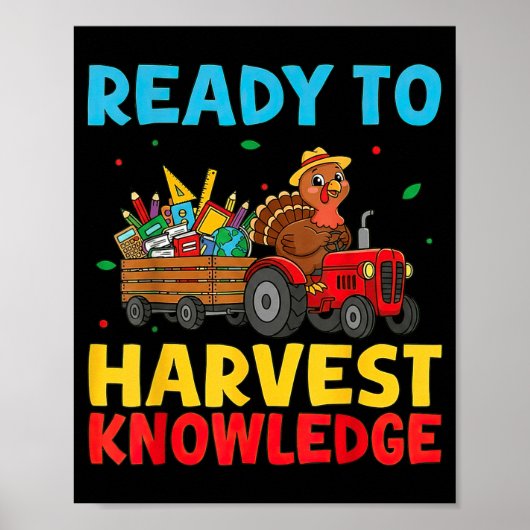 Back To School Turkey Farming Tractor Farmer Kids  Poster (Vorne)