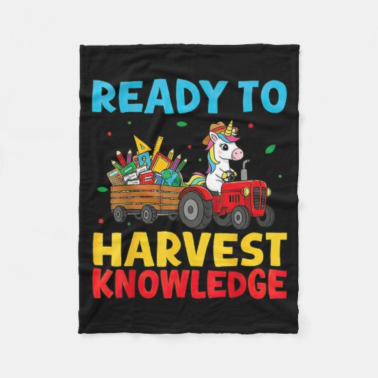 Back To School Unicorn Farming Tractor Farmer Kids Fleecedecke (Vorderseite)