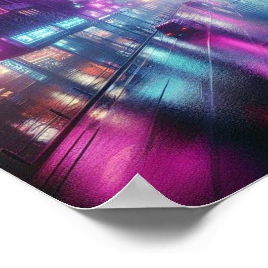 Back to School Vibrant Neon City Night Lights Poster (Ecke)