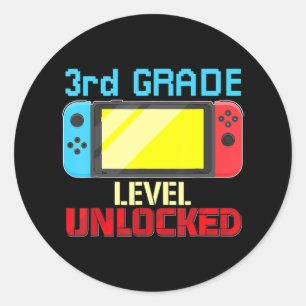 Back to School Video Gamer 3rd Grad Level Unlocke Runder Aufkleber