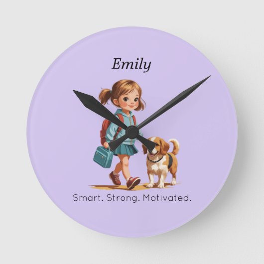 Back to School Wall Clock – Personalized Runde Wanduhr (Vorderseite)