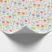 Back to School Watercolor Supplies Pattern Geschenkpapier (Ecke)