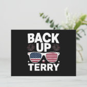 Back Up Terry Funny 4. Juli Patriotic Feuerwerk Einladung (Stehend Vorderseite)