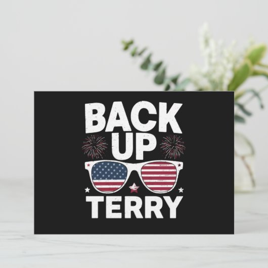 Back Up Terry Funny 4. Juli Patriotic Feuerwerk Einladung (Stehend Vorderseite)