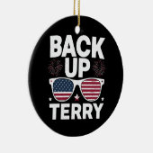 Back Up Terry Funny 4. Juli Patriotic Feuerwerk Keramik Ornament (Rechts)