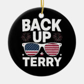 Back Up Terry Funny 4. Juli Patriotic Feuerwerk Keramik Ornament (Vorne)