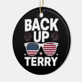 Back Up Terry Funny 4. Juli Patriotic Feuerwerk Keramik Ornament (Links)