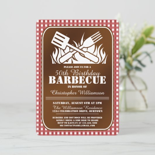 Back Yard Barbecue Party Einladung (Stehend Vorderseite)