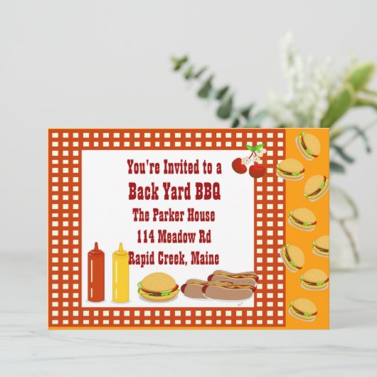 BACK YARD GRILLEN EINLADUNG (Stehend Vorderseite)