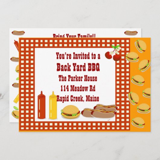 BACK YARD GRILLEN EINLADUNG (Vorne/Hinten)