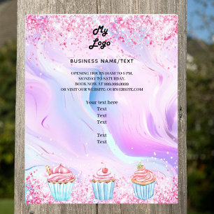 Backbäckerei holografisch rosa Kuchen Logo Flyer