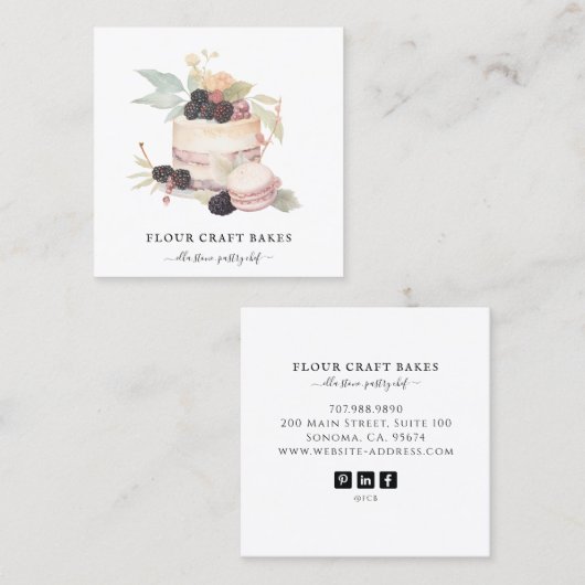 Backbäckerei Konditorei Koch Catering Quadratische Visitenkarte (Vorne/Hinten)