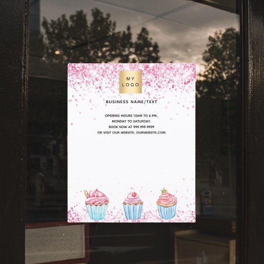 Backbäckerei Logo pinkfarbene weiße Kuchen Flyer