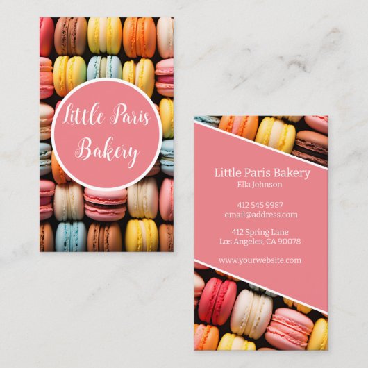 Backbäckerei mit bunten Macarons Visitenkarte (Vorne/Hinten)