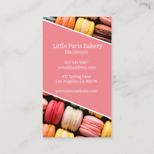 Backbäckerei mit bunten Macarons Visitenkarte (Rückseite)