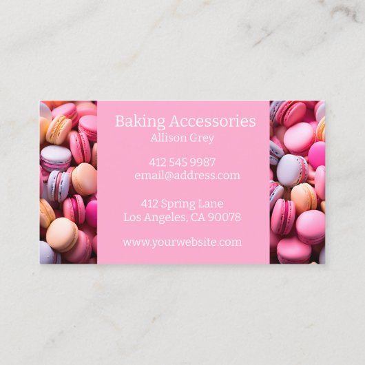 Backbäckerei mit bunten Macarons Visitenkarte (Rückseite)