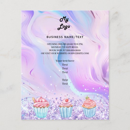 Backbäckerei pink holografische Kuchen Logo Flyer (Vorne)