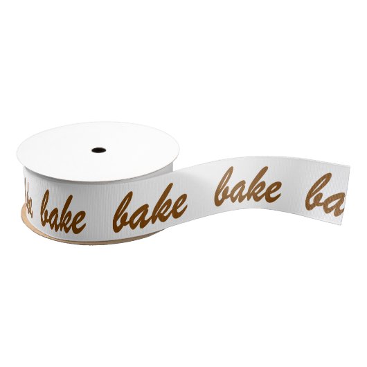 Backbake Chocolate Brown White Brush Script Ripsband (Spule)