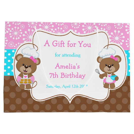 Backbären Geburtstagsparty Große Geschenktüte (Rückseite)