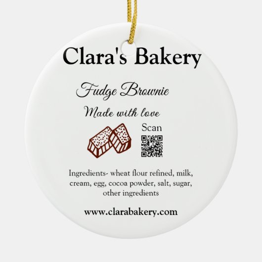 Backbraun mit Zutaten aus Liebe q r Keramik Ornament (Vorne)