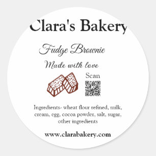 Backbraun mit Zutaten aus Liebe q r Runder Aufkleber