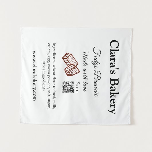 Backbraun mit Zutaten aus Liebe q r Wandteppich (Vorderseite (Horizontal))