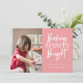 Backbrille Brillantes Pink Weihnachts-Foto Feiertagskarte (Stehend Vorderseite)