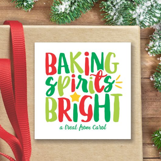 Backbrillengebäck Helle Feiertage Rotes grünes Wei Quadratischer Aufkleber