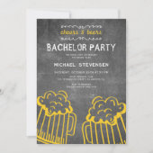 Bäckchen und Biere rustikale Chalkboard Bachelor P Einladung (Vorderseite)