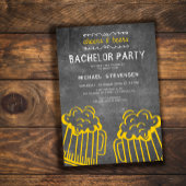 Bäckchen und Biere rustikale Chalkboard Bachelor P Einladung
