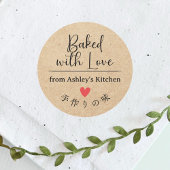 Backed with Liebe Kraft Paper Heart Elegante Scrip Runder Aufkleber