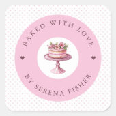 Backed with Liebe Pink Polka Dot Business Sticker (Vorderseite)