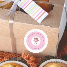 Backed with Liebe Pink Polka Dot Business Sticker